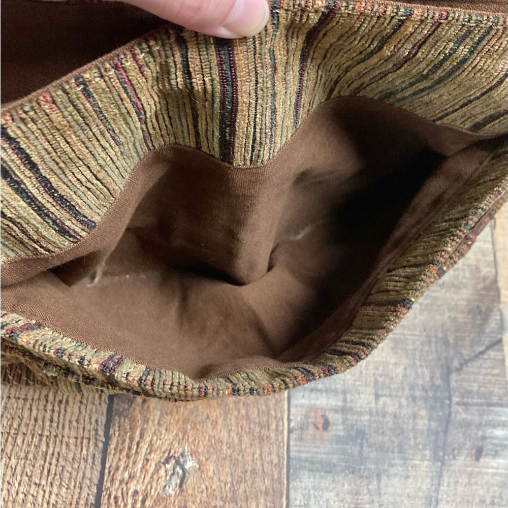 Fossil Corduroy Stripe Messenger Bag Brown Earth Tone Crossbody Tapestry Bag - Picture 4 of 13